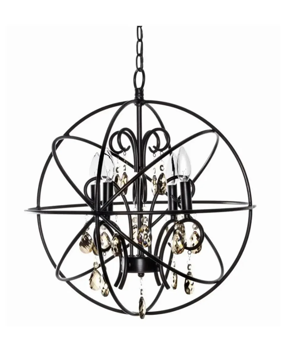 Maxim Orbit 4-Light Chandelier 25142OI – Oil Rubbed Bronze Crystal Orb Pendant
